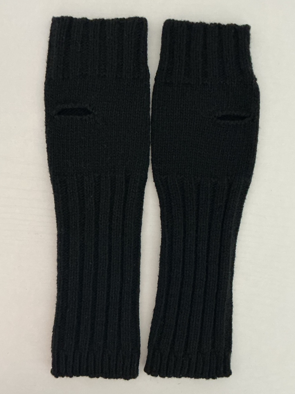 Cozy Black Knit Fingerless Gloves / Arm Warmers with Thumb Hole